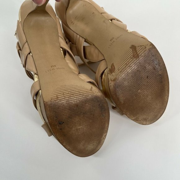 Nine West Tan Strappy Sandal Heels Sz 9 - Picture 6 of 8
